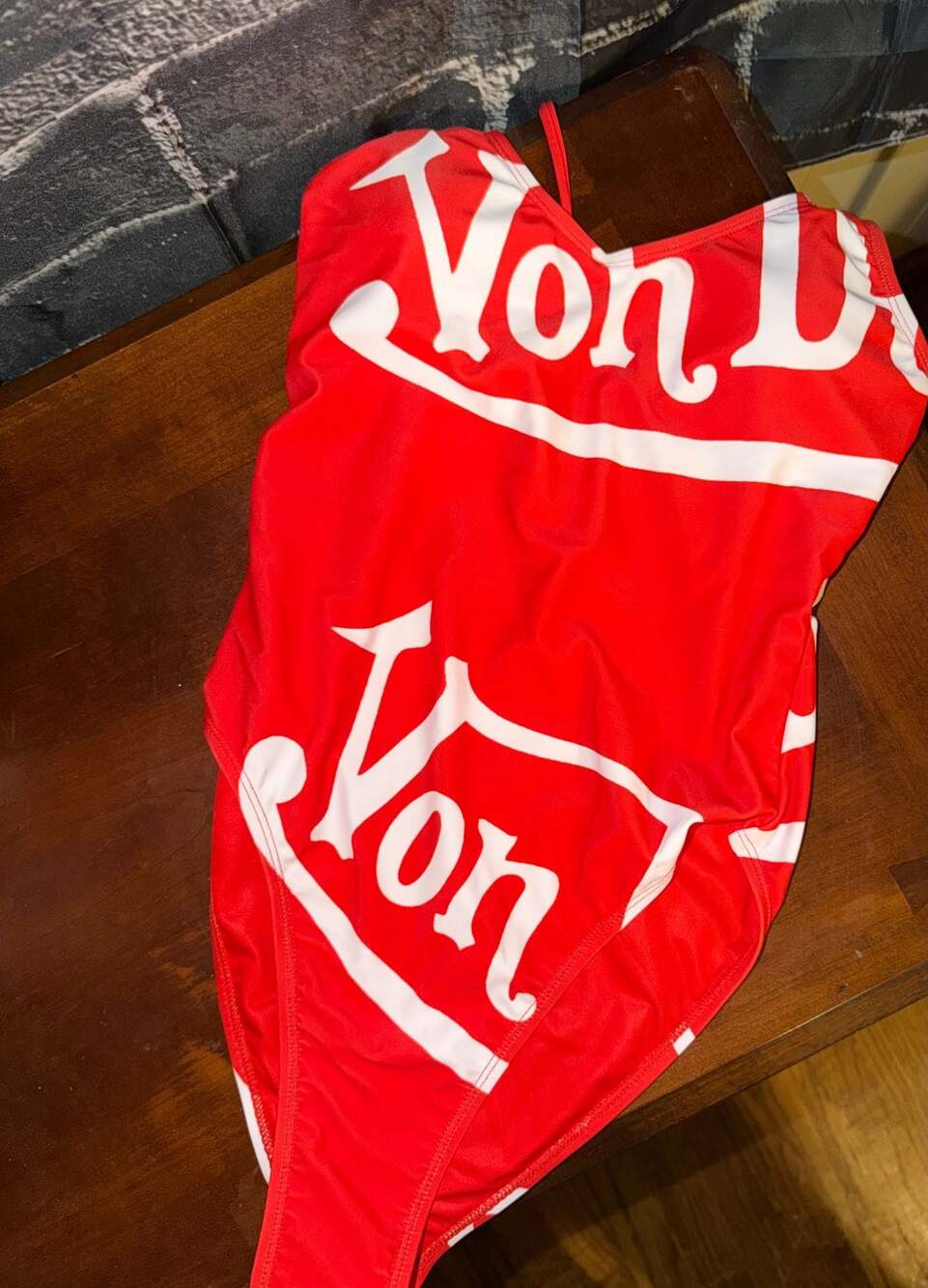 Von Dutch Logo Scoop Neck 1 Piece Swimsuit - Red/combo